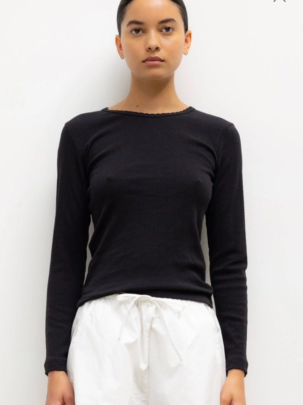 LESET Pointelle Slim Fit Long Sleeve